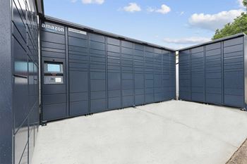 A row of amazon lockers 